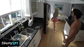 Logan wants to fuck hot nanny after watching her cam show with petite blonde riding.