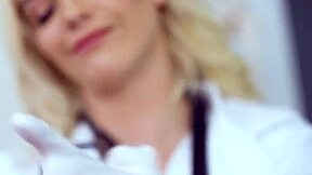 Big tits blonde MILF stepmom engages in lesbian face sitting and fingering with shaved teen. They kiss and lick pussies in group session