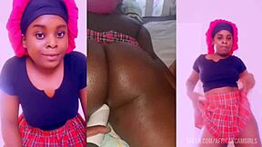 oiled slimthick ebony nympho in miniskirt pumps her pussy clit first time... leads to kinky sex and nonstop cuming!!