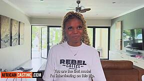 oh man, this hot ebony teen with big tits got her pussy stretched deep in wild interracial casting, like totally dominated