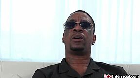 Black cock double penetration fixes petite Latina's big tits craving