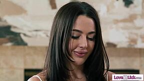 petite small tits straight girl seduced by 3 horny lesbians for muff diving!