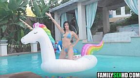 step parents team up for a wild foursome, fucking their step daughters hard. the brunette teens take turns licking and riding in taboo group action.