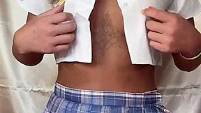 japanese asian shemale teen masturbates with dildo toys in detailed session