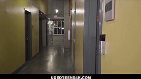 Asian petite teen licks big cock and fucks with customers in freeuse hotel lesbian action