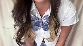 japanese asian shemale teen masturbates with dildo toys in detailed session