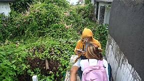 pinay student and teacher sneak to the cemetery for a viral sex scandal. she's bent over outdoors, taking doggystyle pounding in this taboo public fuck.