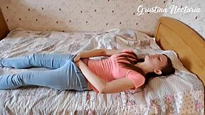 Wow, Check My Real Masturbation in Cute Dress and Bra as Skinny Brunette with Natural Tits!