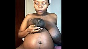 fat ass big boobs pregnant ebony babe rides dildo solo in homemade girlfriend style 😘