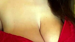 Friends Mom Massages Her Big Tits in Red Bodysuit