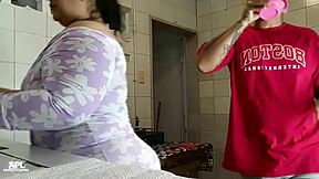 Hidden camera in kitchen captures stepson fucking me richly when we're home alone