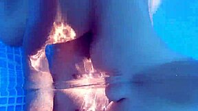 Pregnant young 18+ milf enjoys pool sex putting on a show for the neighbors with her big tits