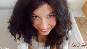 sales woman wants to sell me a tantaly sex doll so she shows me how to fuck it doggystyle with creampie