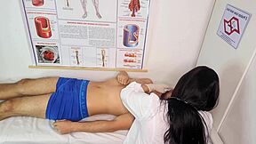 Brazilian nurse makes patient get very hard erection in hospital. She gives rough blowjob handjob and fucks his big cock in doggystyle with moaning.