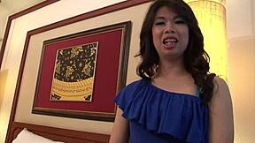 beauty trans tranny thai, slide those fishnets down and masturbate your cock in high heels for me