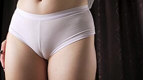 i feel so turned on with close up white panty cameltoe tease on big pussy lips