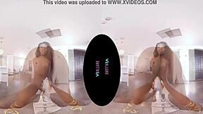 In VRAllure, petite ebony Amari enjoys solo masturbation games with toys in a voyeur pov riding session