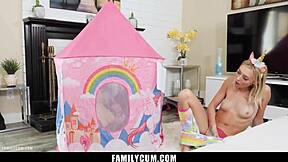 stepsister catches her stepbro jerking off and offers him some helping hand in bent over doggystyle fantasy