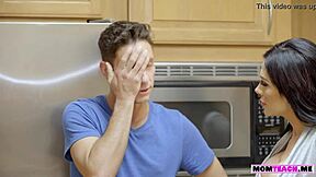 Mature milf stepmom shares sex tips with teen in taboo threesome session