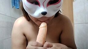 Chubby Asian Sucking Dildo For Viewers As Sexy Solo Fetish Action