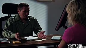 Aspiring teen pornstar seduces mature counselor with blowjob and doggystyle hardcore