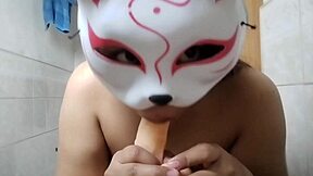 Chubby Asian Sucking Dildo For Viewers As Sexy Solo Fetish Action