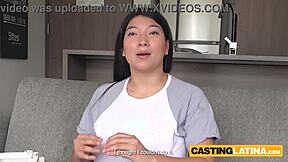 That sexy big ass Latin girl Kaori delivered an amazing blowjob during her casting interview. She followed up with a flawless tit job on the sofa.