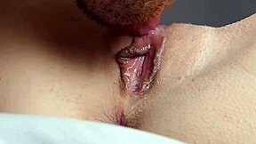 close up pov shows wet pussy getting licked intensely until she reaches a shuddering orgasm