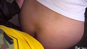 Gifted Slut Black Lynn Enjoys Risky Public Quickie with Cum on Ass in Forest. She Sucks Huge Cock Outdoors.