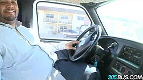 French babe Julie J picks up guys on bus for public outdoor fun as slutty teen whore.