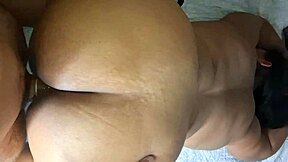 chocolate bbw takes skinny guy in creampie interracial first scene