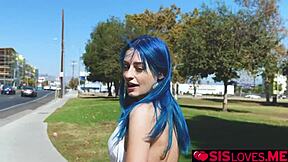 Jewelz Blu stuffs vibrator in her pussy and cums hard outdoors without moaning