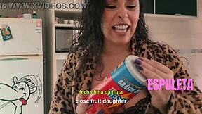 Want to join this petite brunette latina for breakfast in lingerie and cum together?