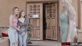 isn't this passionate lesbian foursome with big tits teen 18+ and hot milf just wild?