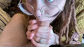 Close-Up Spit Dripping Down Big Cock During ASMR Goth Blowjob