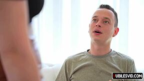 Shy blonde stepsis hints at needing a deep creampie filling from hardcore kissing