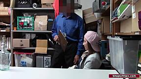 you're caught shoplifting brunette, now get banged by that big cock