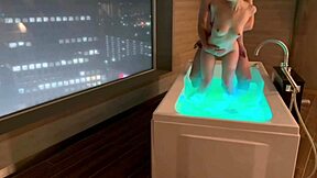 Personal Shooting Of Sucking Cute Santa's Pale Beautiful Breasts Like A Baby And Intense Standing Back Raw Sex In Hotel Bathroom With Night View