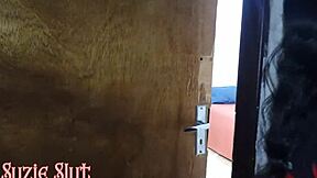 hey, caught my stepdaughter watching me behind the door, asked for a massage, and she ended up fucking me with a strap-on 😏 full video on red