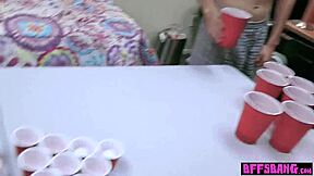 Hot Teen 18+ Bffs Strip Pong Ends With Wild Bisexual Orgy And Monster Cock Blowjobs!