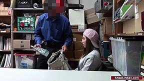 you're caught shoplifting brunette, now get banged by that big cock
