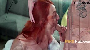 Adorable redhead teen slut moans in dorm while syncing with roommate's fantasy comic sounds in college setting.