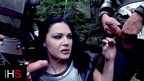 Very slutty girl takes two cocks in her pussy and ass in the woods 😈🍆