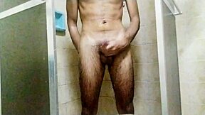 Brazilian Guy Showers and Jerks Huge Monster Cock