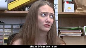 I comply with the loss prevention protocol as a teen caught shoplifting with my grandma in garage office involving blowjob cowgirl doggystyle riding rough hardcore