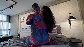 spider woman rescues guy who took tadalafila with her huge brazilian ass riding his big cock and sucking cum