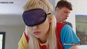 Whoa, sticking that huge dildo in the blonde teen 18+ ass before pounding with dick!