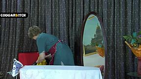 the housekeeper tripped and we ended up in an unexpected encounter with the mature maid