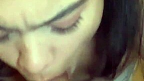 Exotic Brunette Babe Gives First Time Homemade Blowjob in Bedroom, Sucking My Cock Hard with Cute Licks