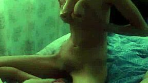 slutty step daughter strips for daddy, plays with tiny 18+ tits, gives handjob then rides his cock in hottest homemade video